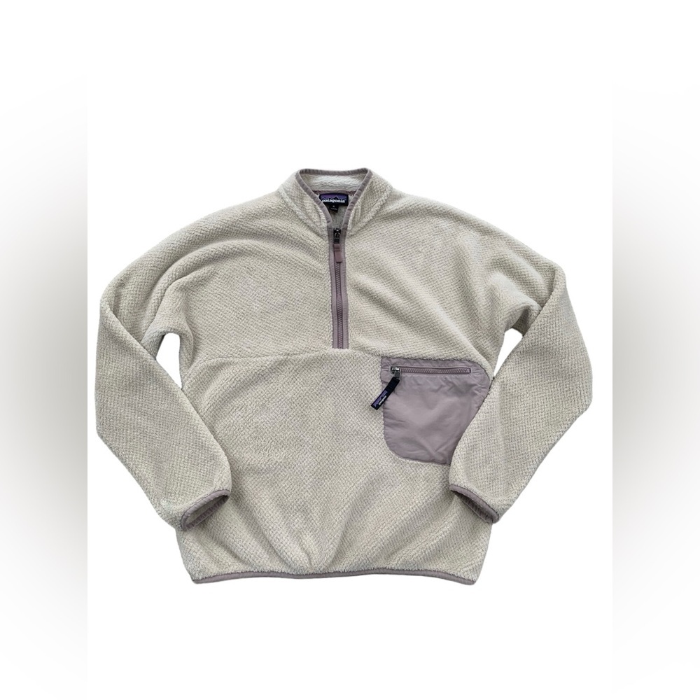 Patagonia Womens Size Medium Re-Tool 1/2 Zip Fleece Pullover Natural White X-Dye